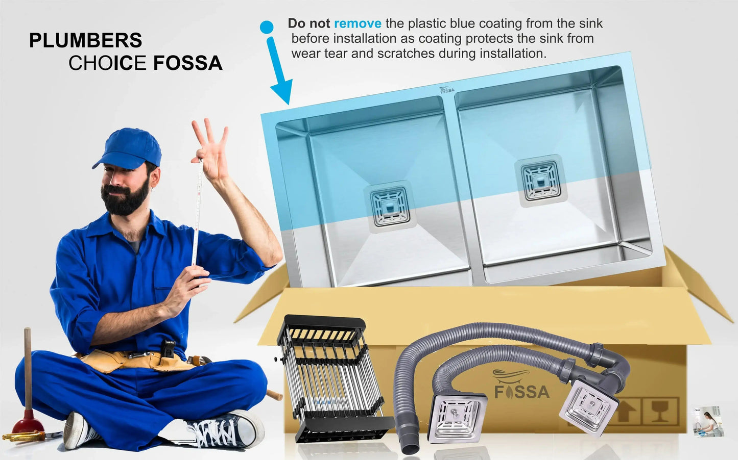 Premium Handmade (40x 18 x 10) inch Double Bowl Silver Stainless Steel Kitchen Sink