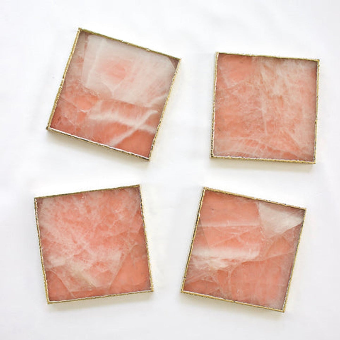 Rose Quartz Agate - Set of 4 Large Square Coasters | Personalised Momentos