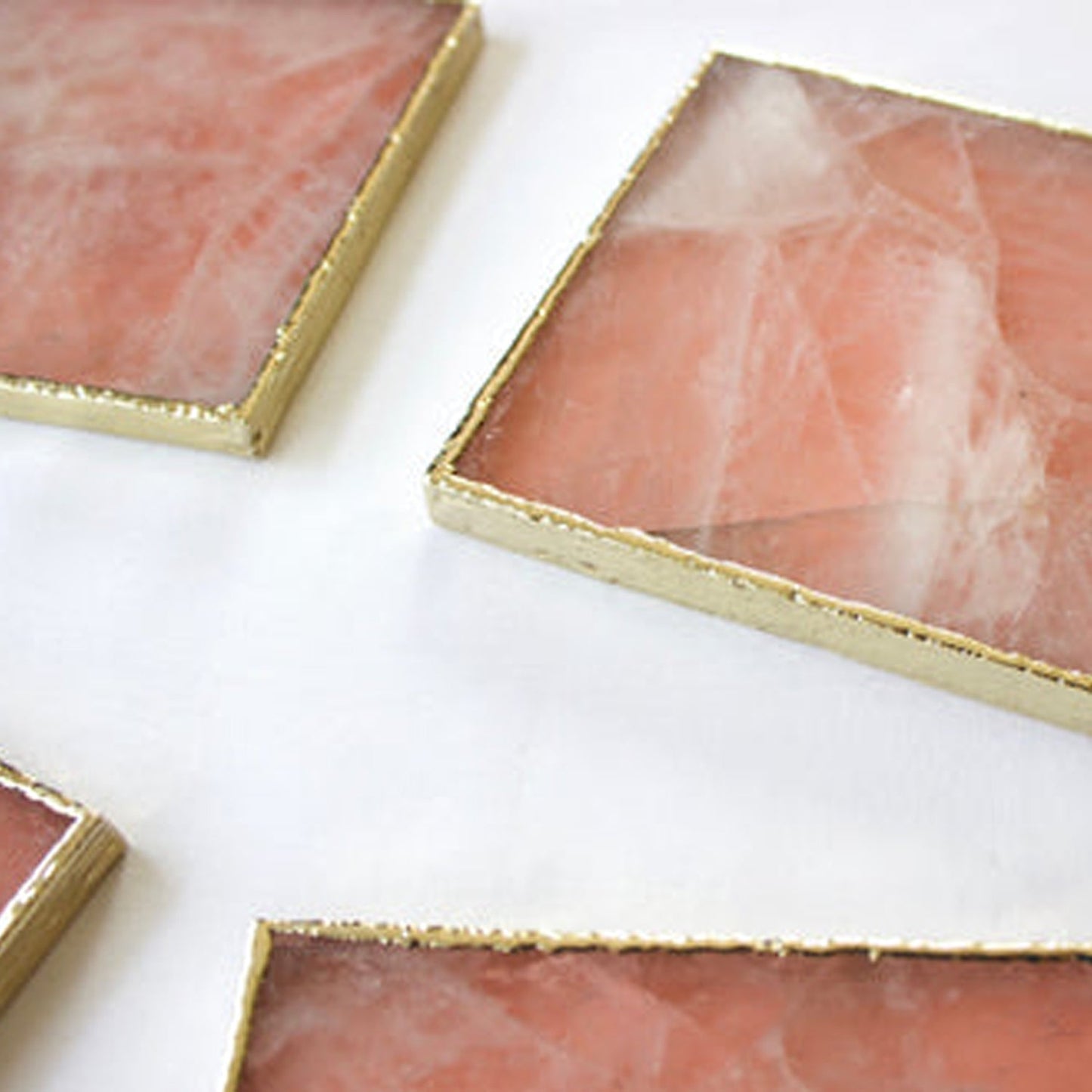 Rose Quartz Agate - Set of 4 Large Square Coasters | Personalised Momentos