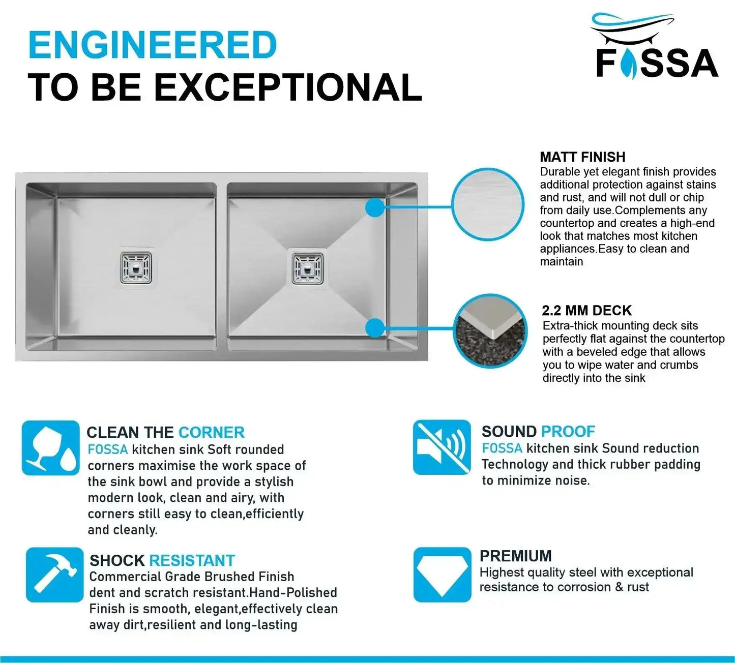 Premium Handmade (40x 18 x 10) inch  Double Bowl Silver Stainless Steel Kitchen Sink