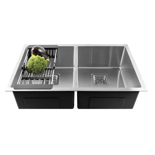 Premium Handmade (40x 18 x 10) inch  Double Bowl Silver Stainless Steel Kitchen Sink